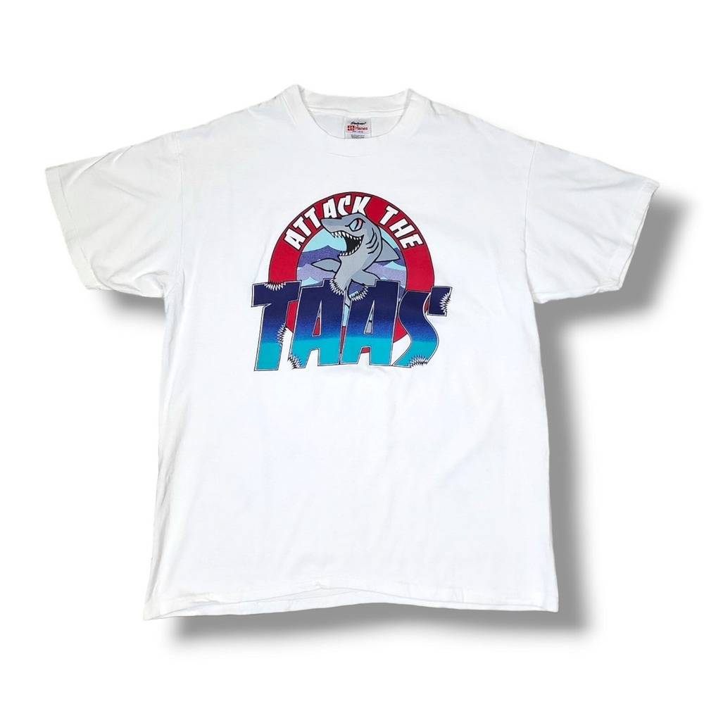 Vintage Stedman by Hanes Attack The TATAS' White T Shirt Men's Size L 42-44